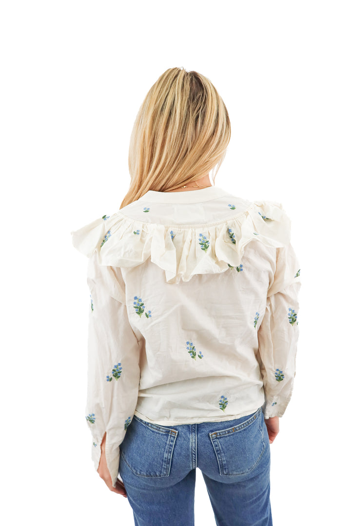 citizens of humanity floral ruffle button up (xs; retail $188)