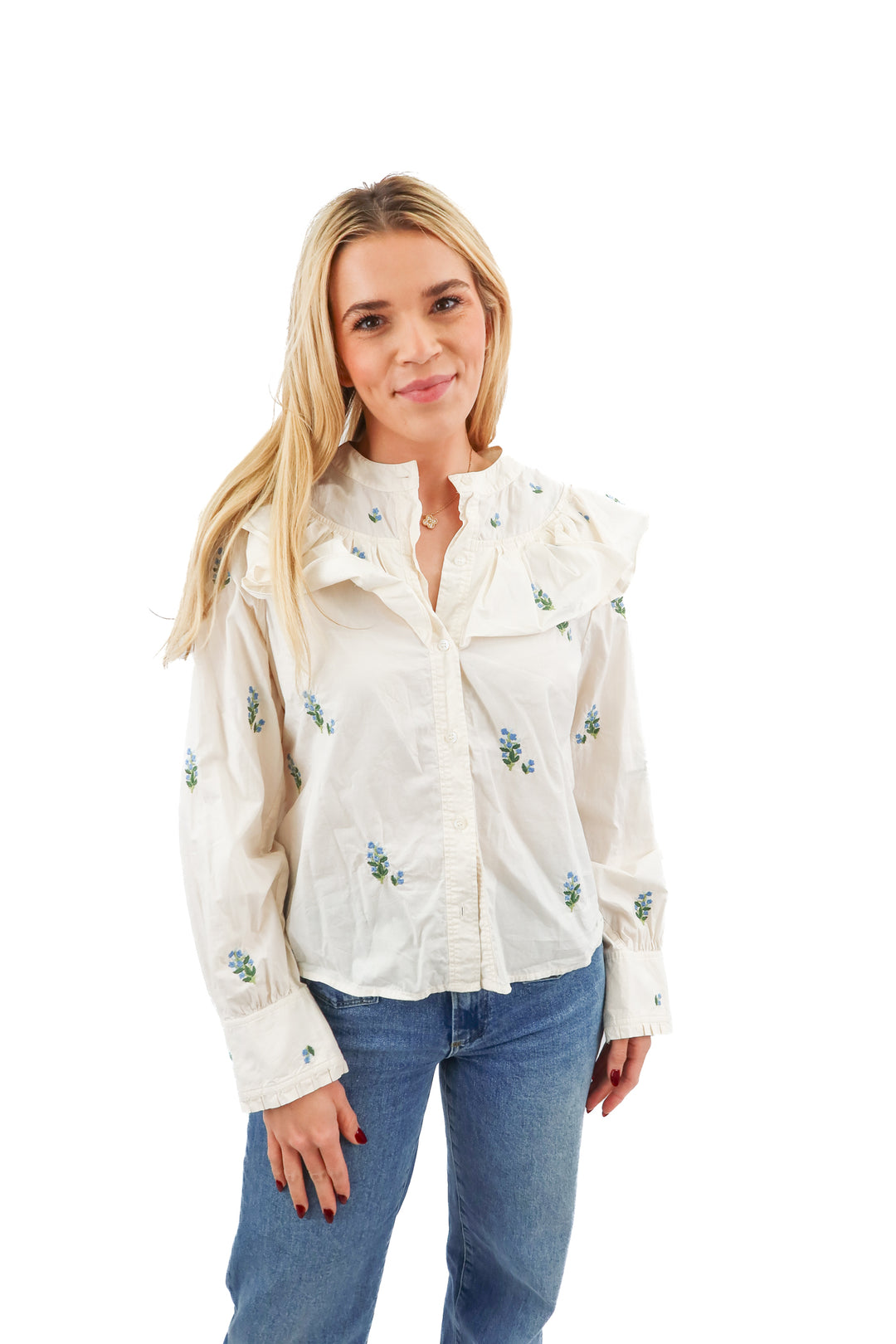 citizens of humanity floral ruffle button up (xs; retail $188)