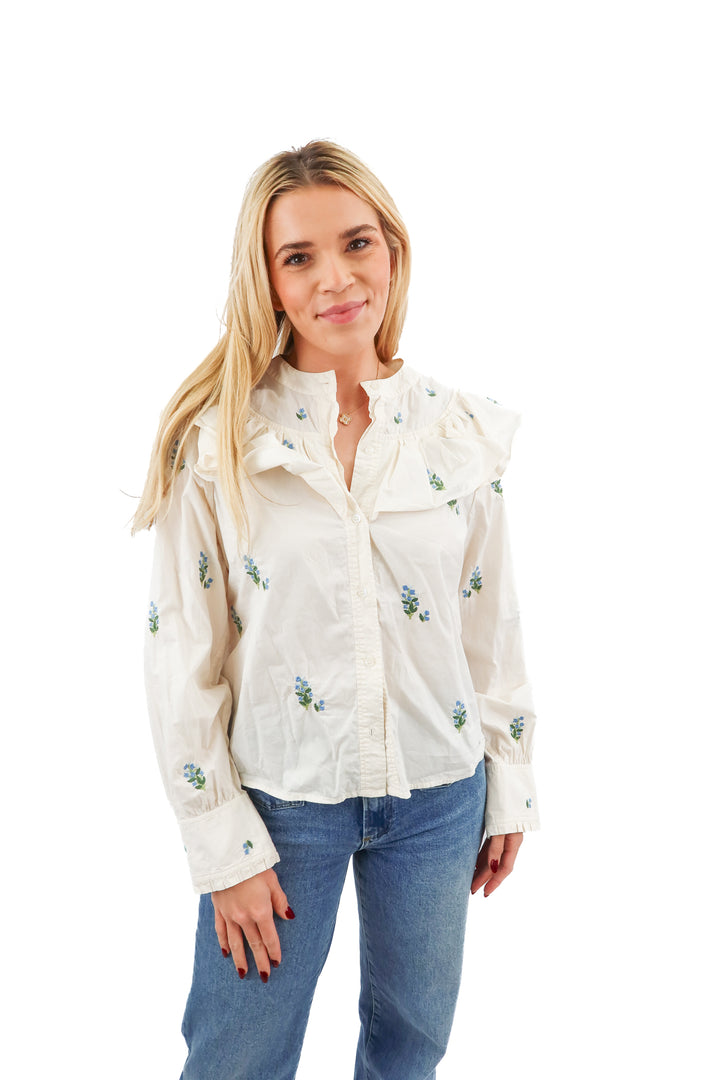 citizens of humanity floral ruffle button up (xs; retail $188)