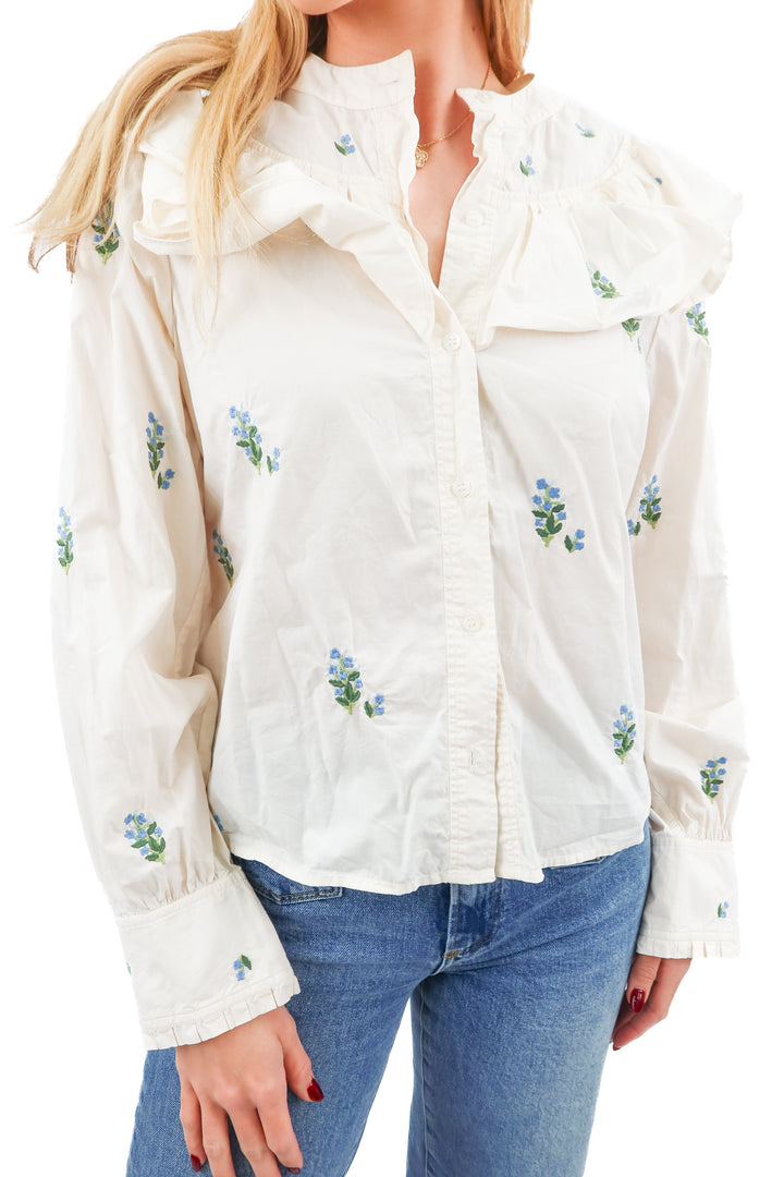 citizens of humanity floral ruffle button up (xs; retail $188)