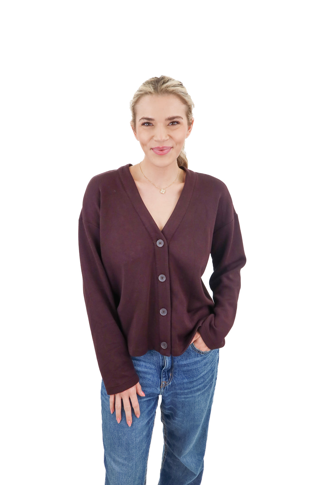 spanx brown button up cardigan (m; retail $135)