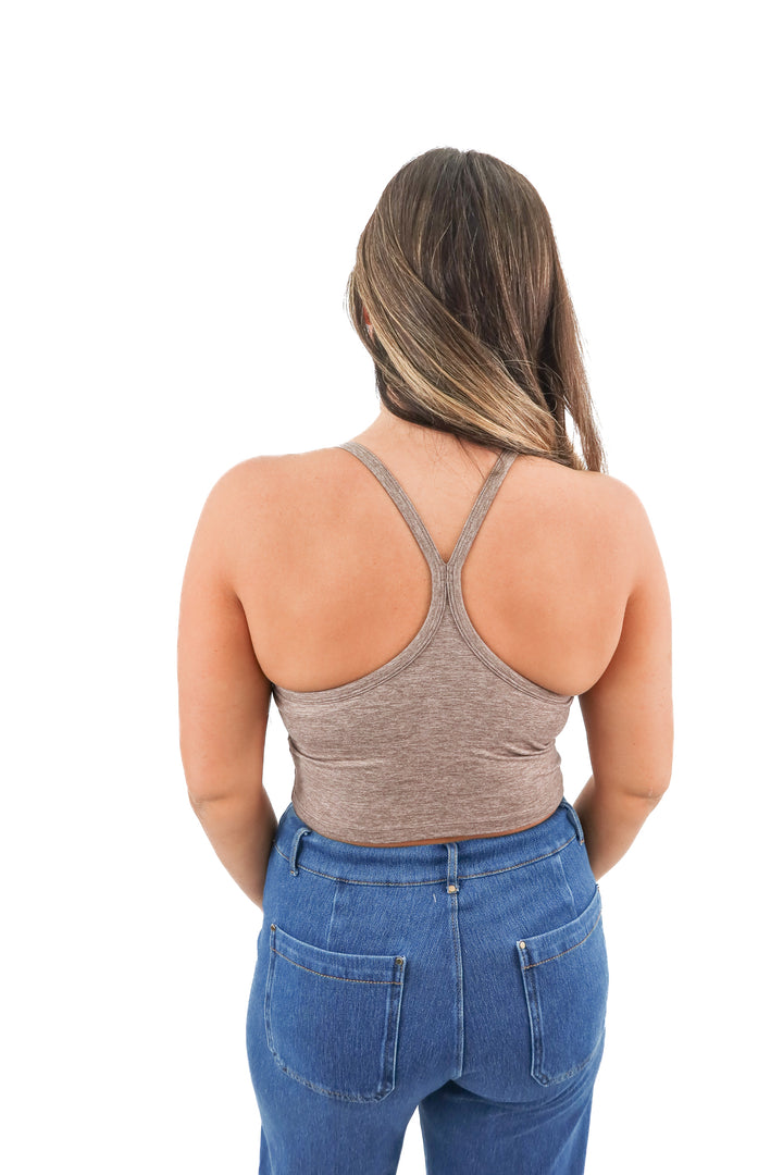 offline aerie brown heather active top (L)