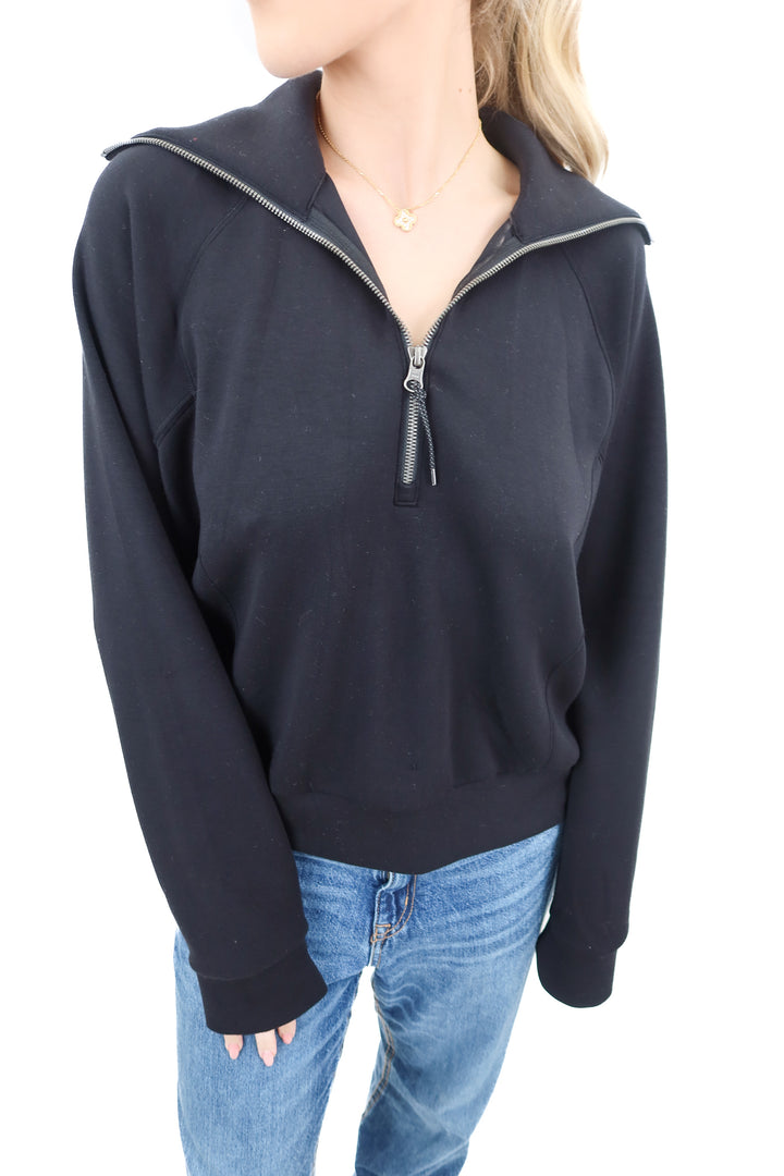 spanx black quarter zip (m; retail $128)