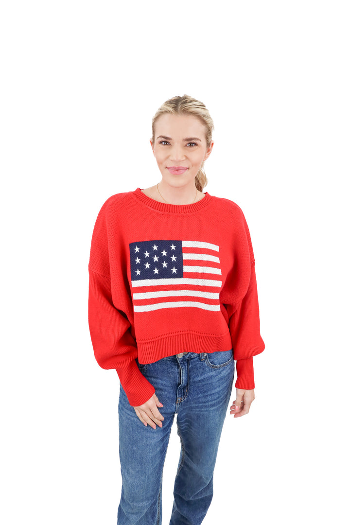 vici red american flag sweater (retail $68)