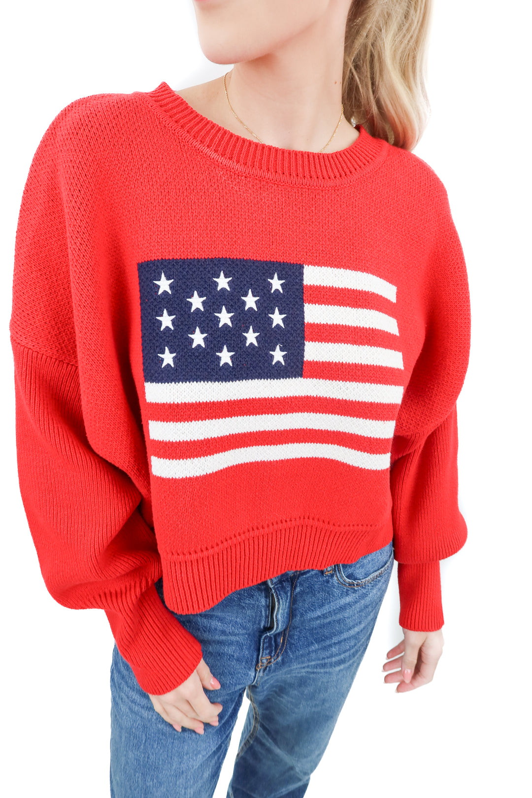 vici red american flag sweater (retail $68)