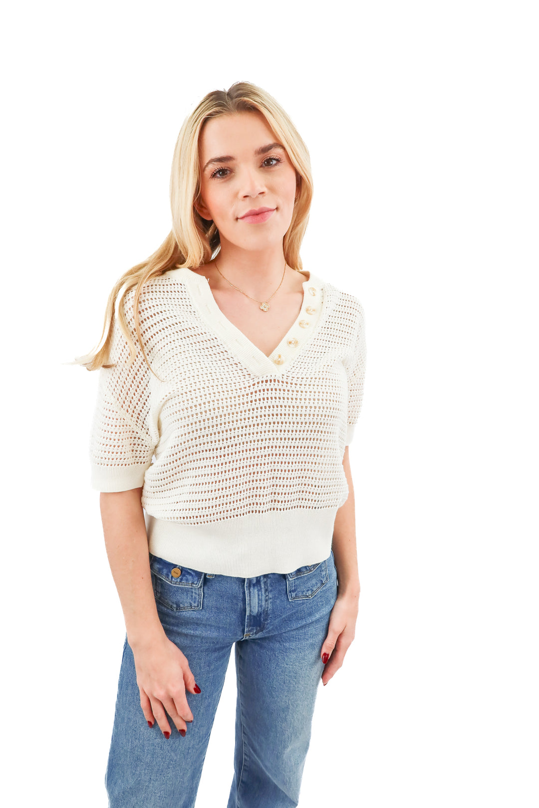varley white crochet top (s; retail $110)