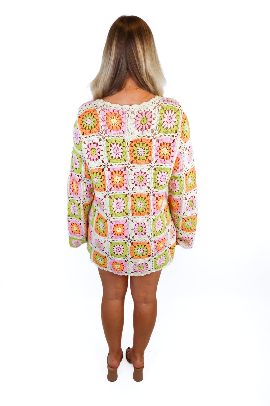show me your mumu colorful crotchet dress (s; retail $178)