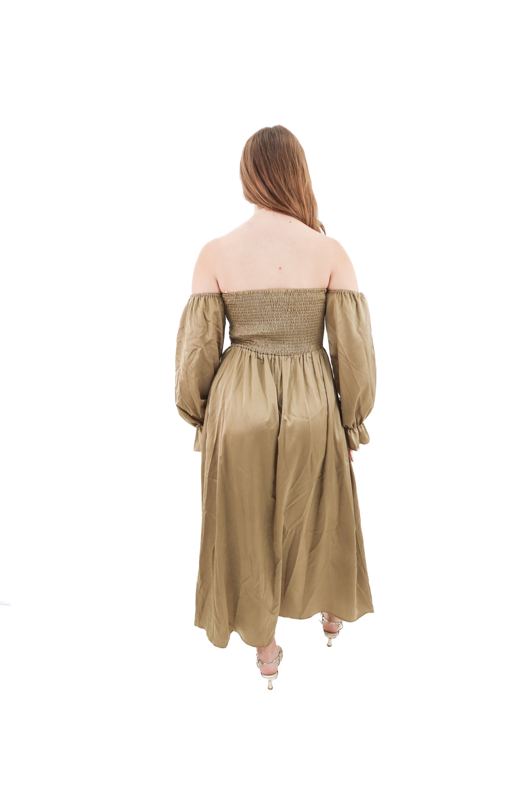 elloh taupe silk dress nwt (l; Retail $148)
