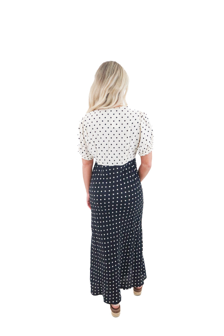 a new day black and white polka dot dress (m; retail $40)