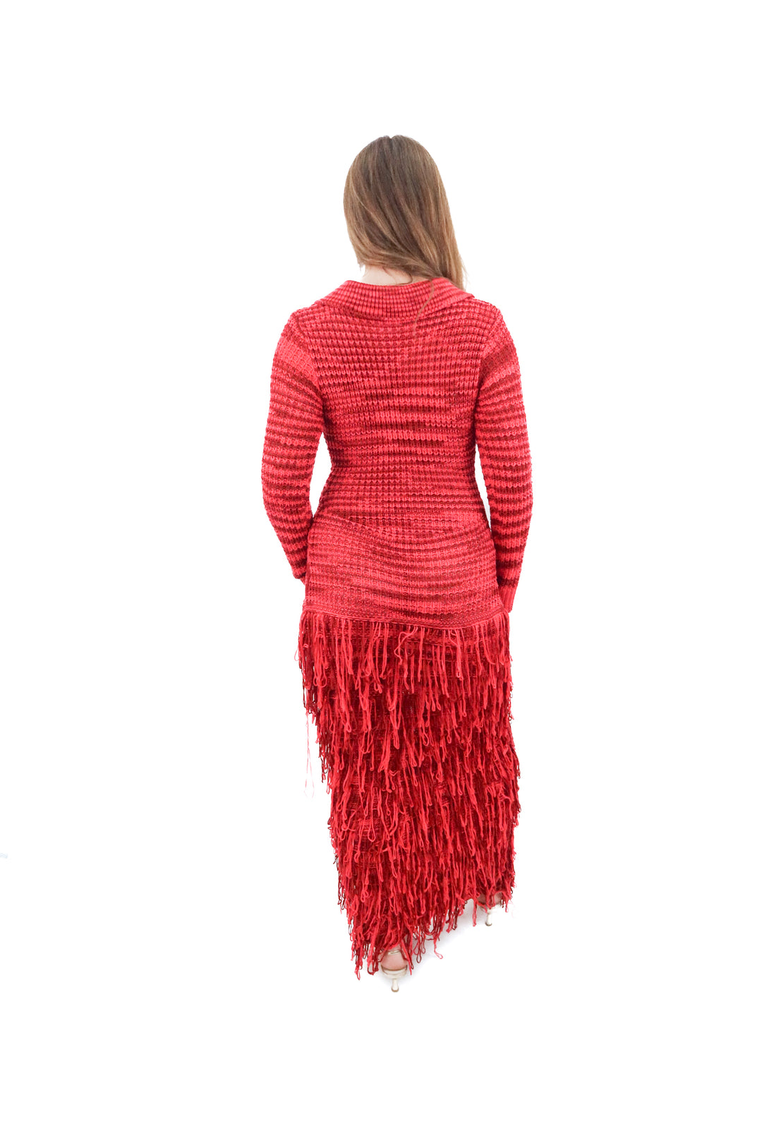fashion nova pink and red knit maxi dress (xl)