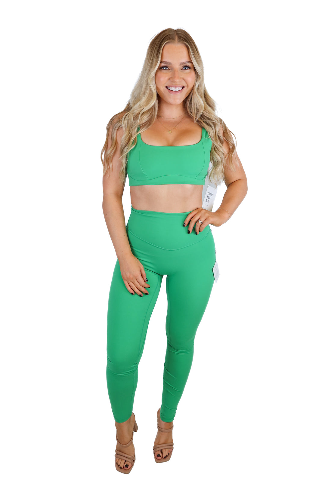 acta green leggings and bra activewear set NWT (s)