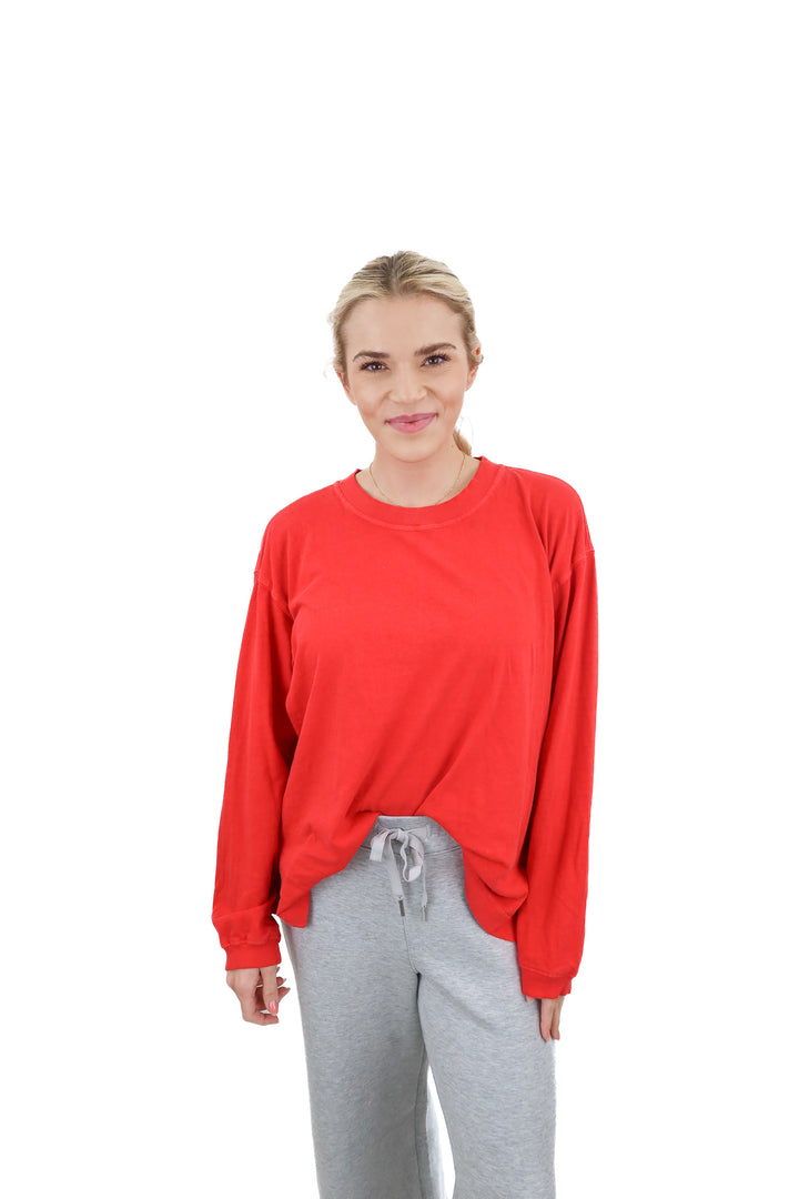 free people movement red long sleeve top (xs; retail $48)
