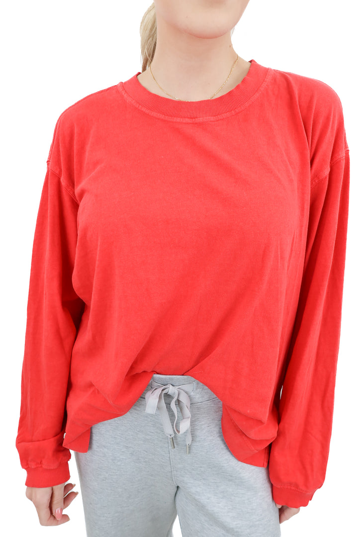 free people movement red long sleeve top (xs; retail $48)