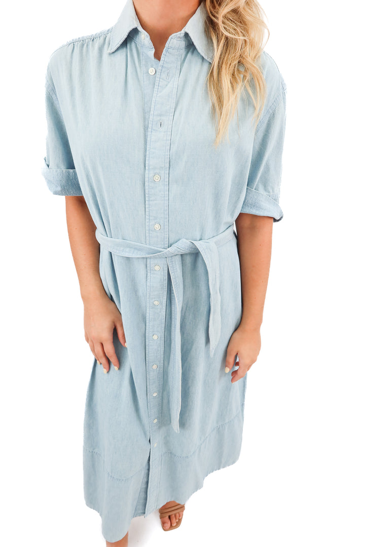 ralph lauren denim button up maxi dress (0; retail $195)