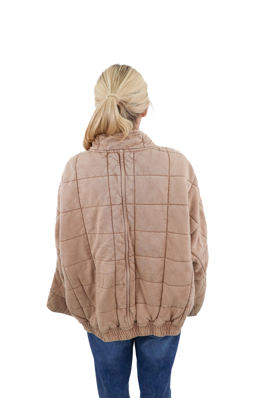 free people tan quilted jacket NWT (XL; retail $198)