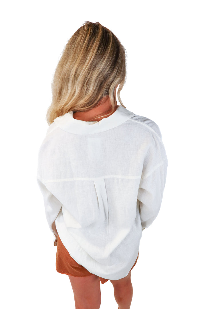 abercrombie & fitch button up linen top (s)