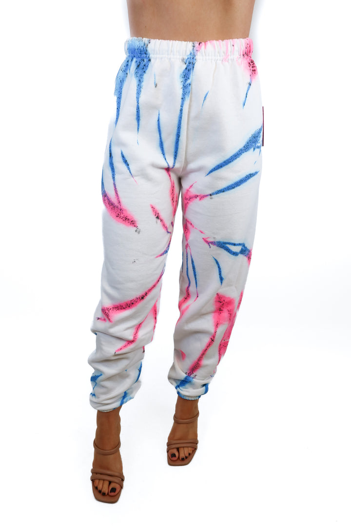 myrrhe white/pink/blue tie dye sweatpants NWT (s)