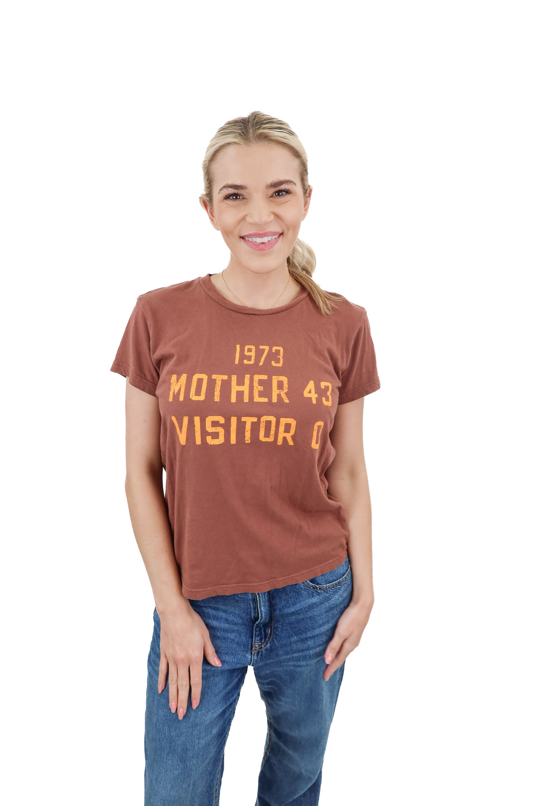 mother brown graphic tee (s; retail $100)