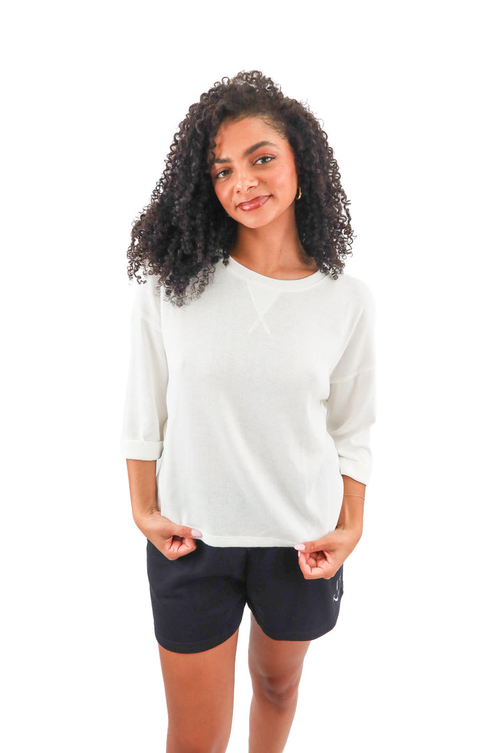 gentle fawn white knit sweater (M)