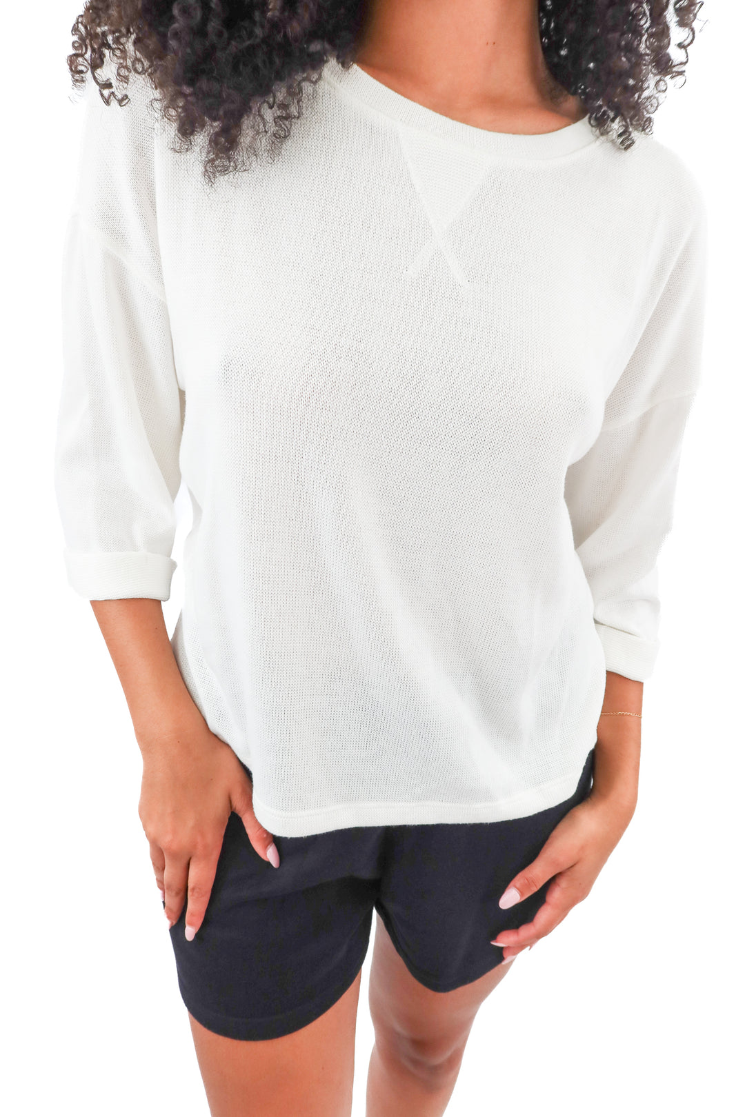 gentle fawn white knit sweater (M)