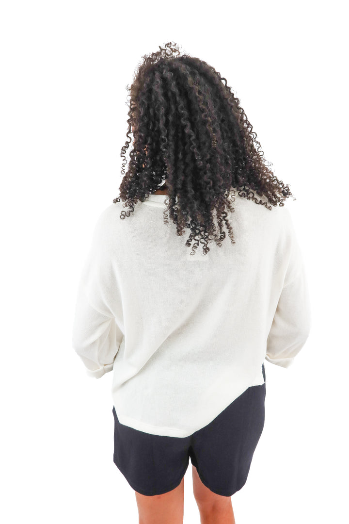 gentle fawn white knit sweater (M)