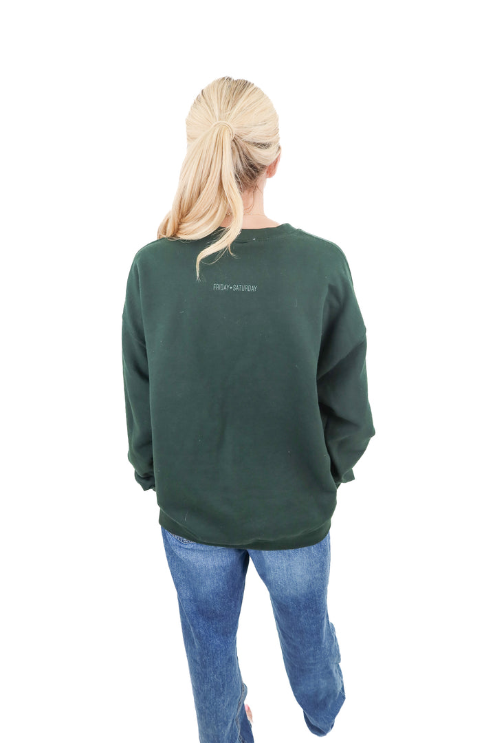 green naughty nice crewneck (L)