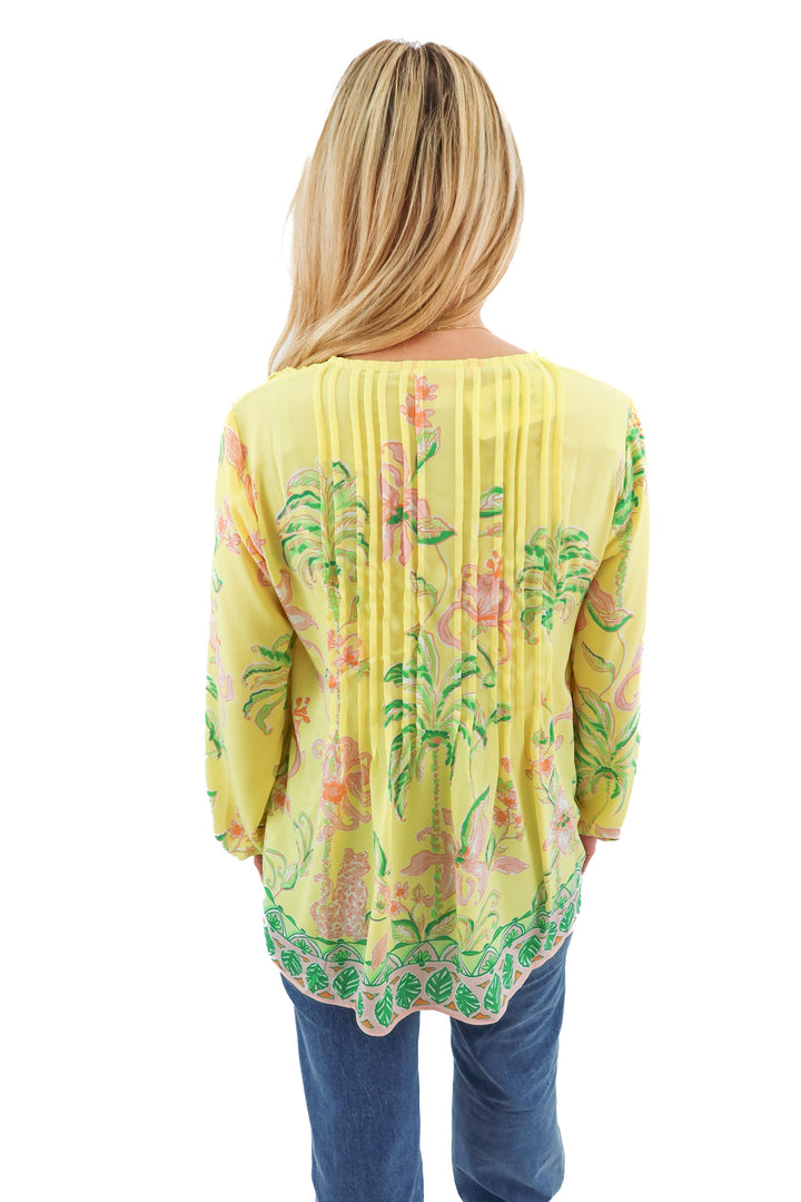 lilly pulitzer yellow floral blouse (s; retail $178)