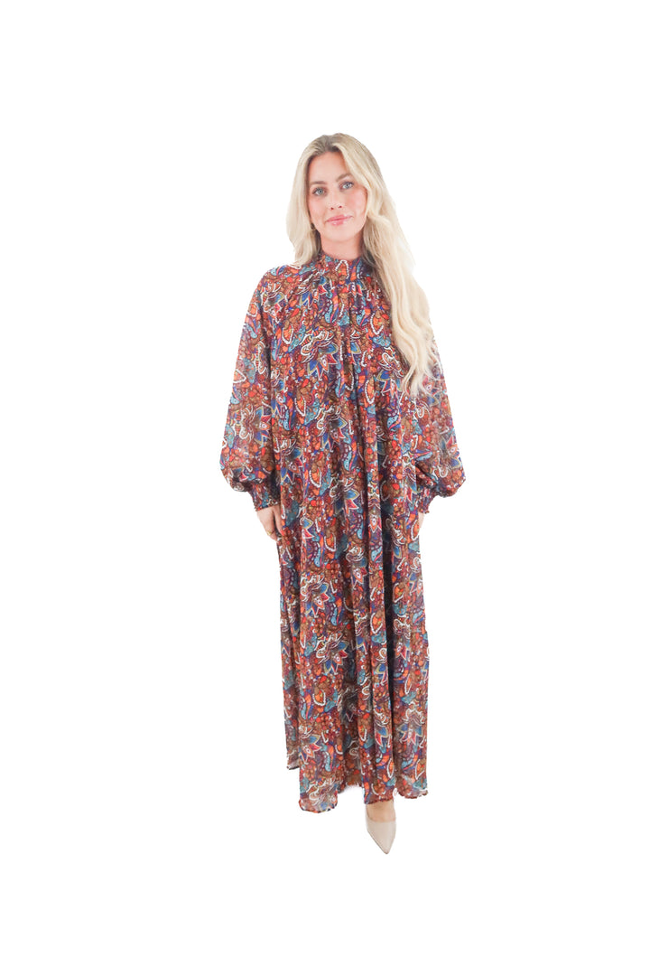 aura multicolor patterned maxi dress (l; retail $110)