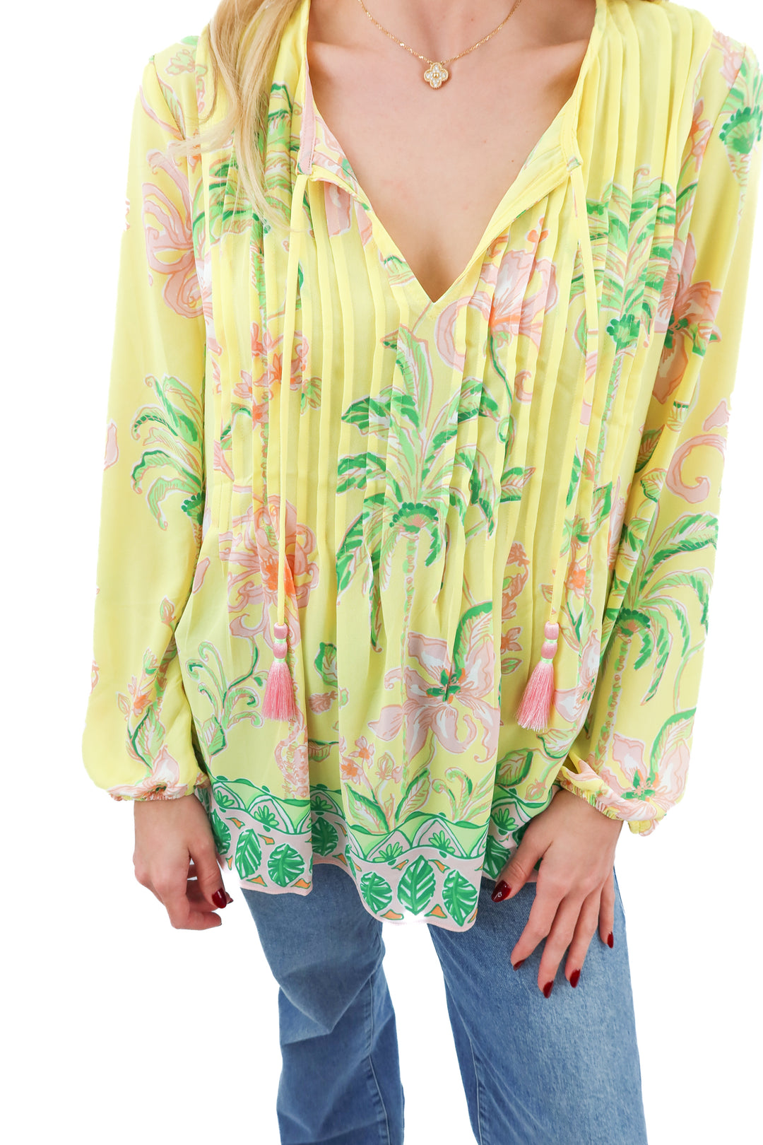 lilly pulitzer yellow floral blouse (s; retail $178)