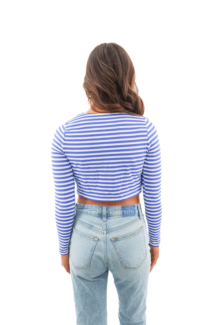 Vitamin A blue and white swim top (L)