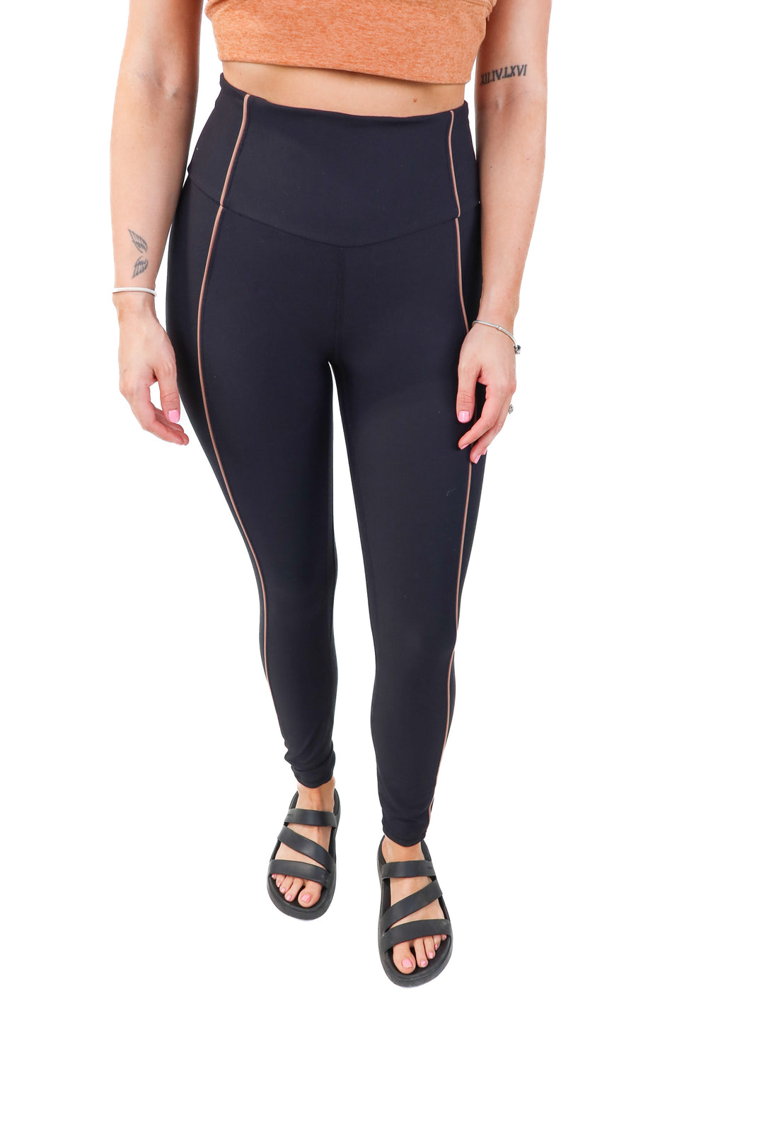 ypb black/brown stripe leggings (m)