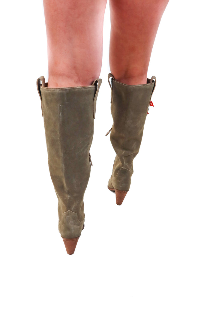 blondo waterproof green tall boots (7; retail $220)