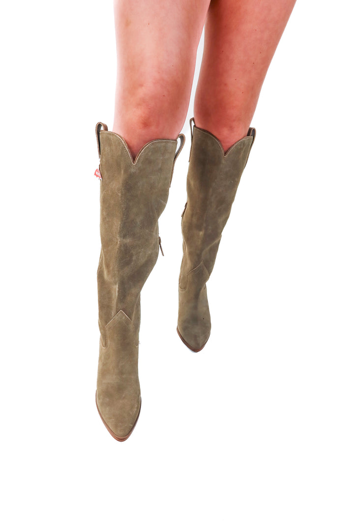 blondo waterproof green tall boots (7; retail $220)