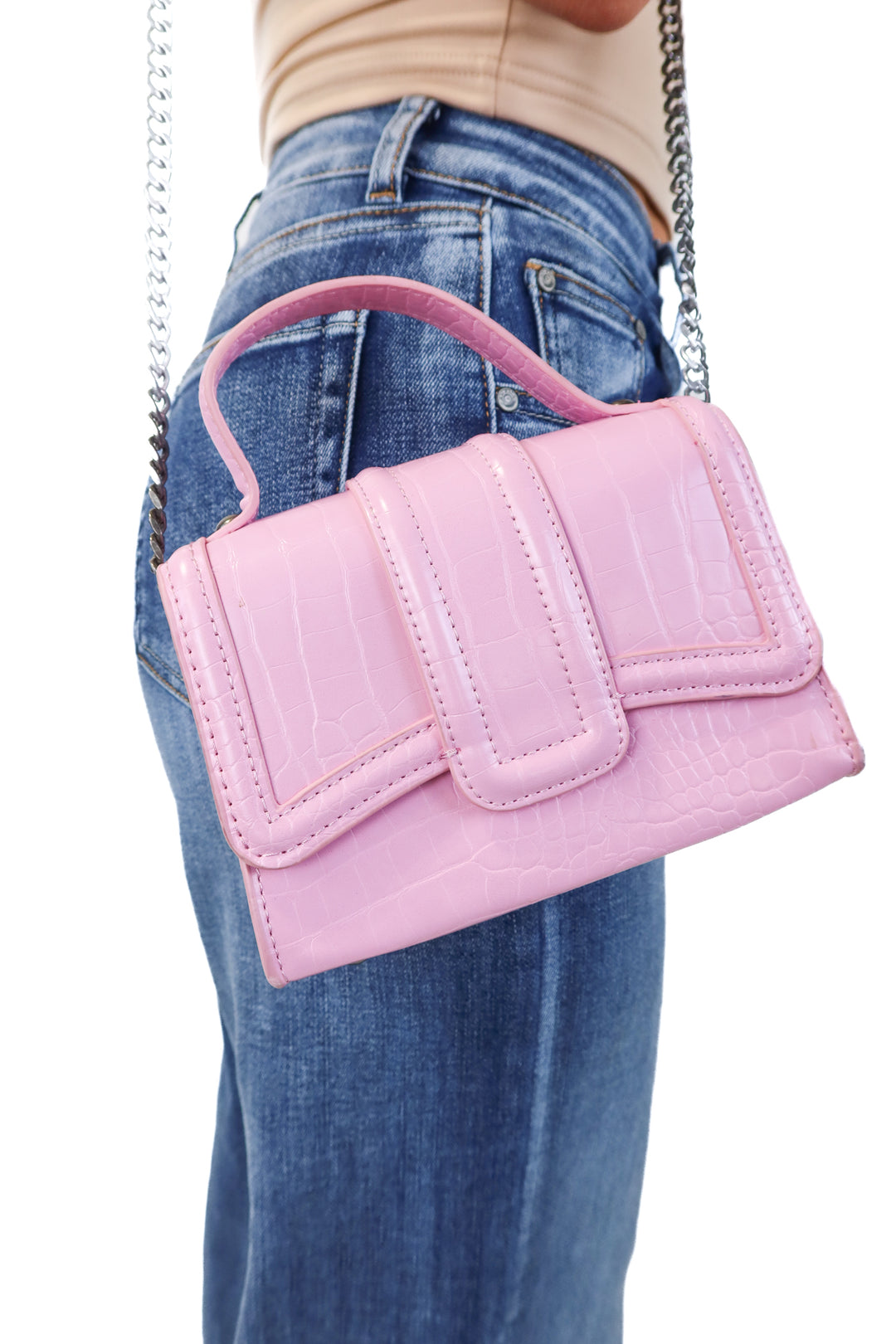 zara pink snakeskin crossbody purse