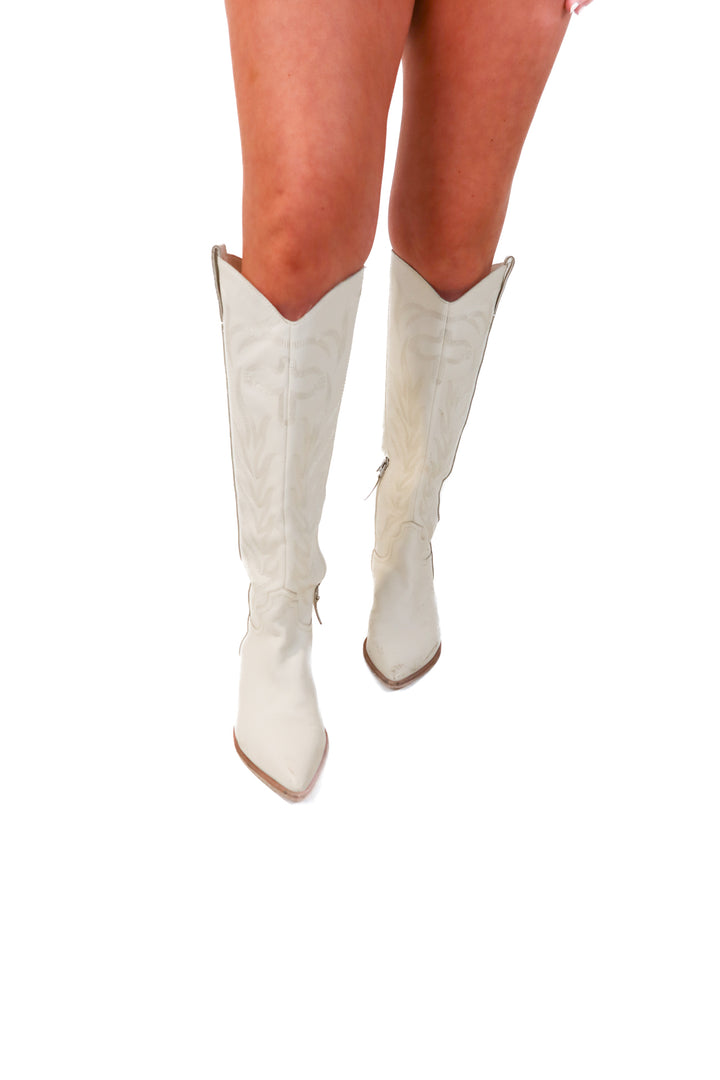 dolce vita white cowgirl boots (9.5; retail $260)