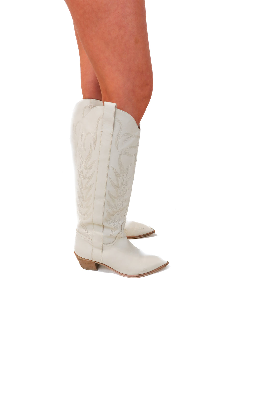 dolce vita white cowgirl boots (9.5; retail $260)