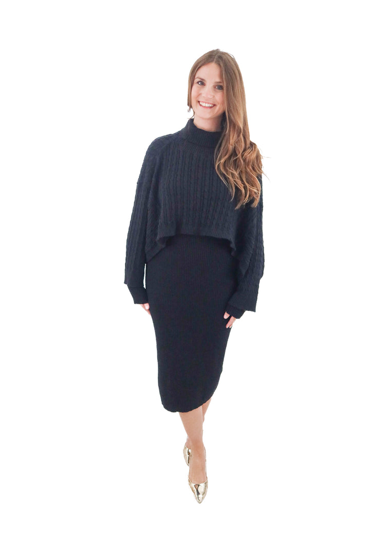 net 153 black knit shawl and maxi dress (xl)