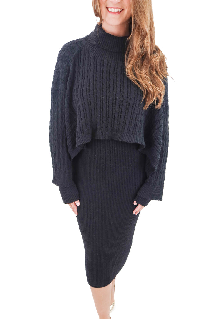 net 153 black knit shawl and maxi dress (xl)