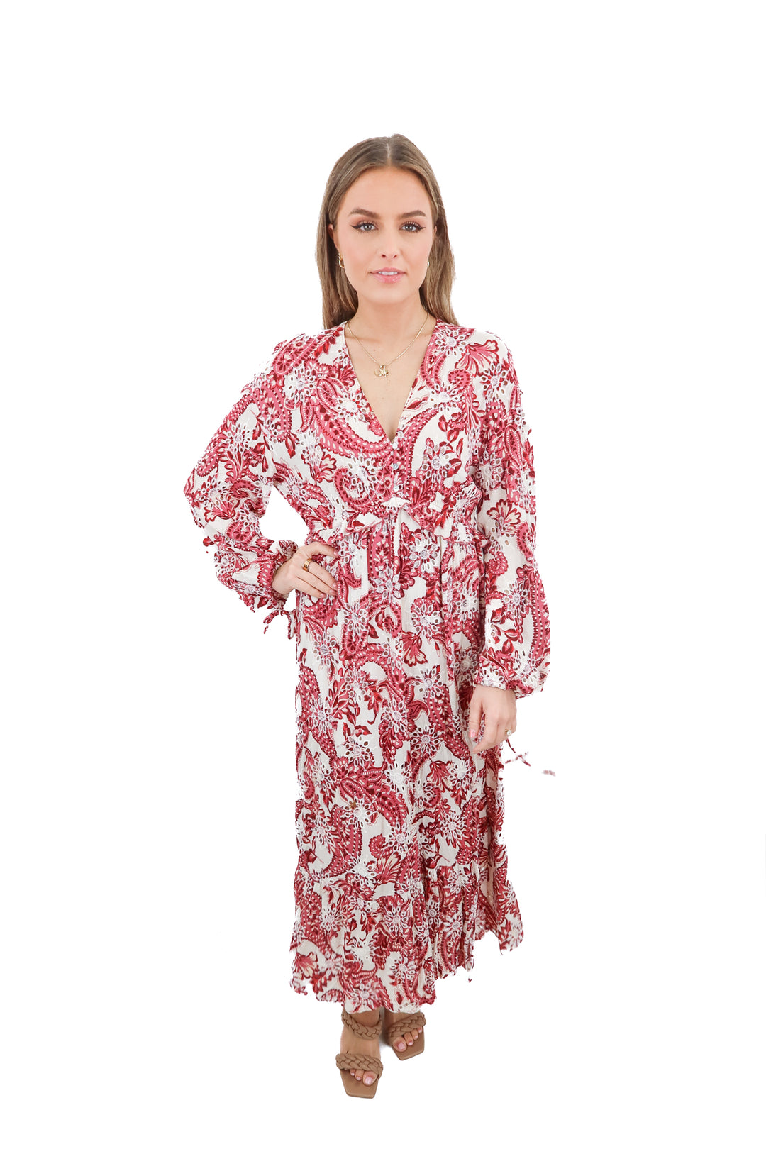zara pink floral crochet maxi dress (s)