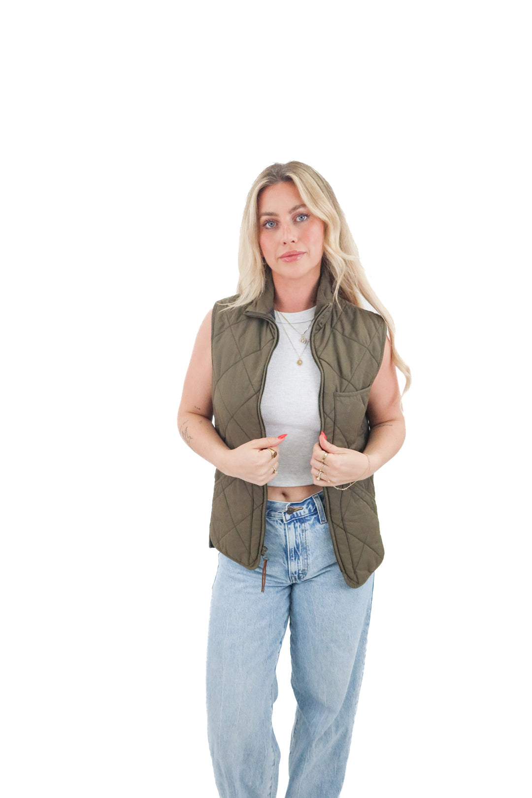 J.Crew green quilted vest (xs)