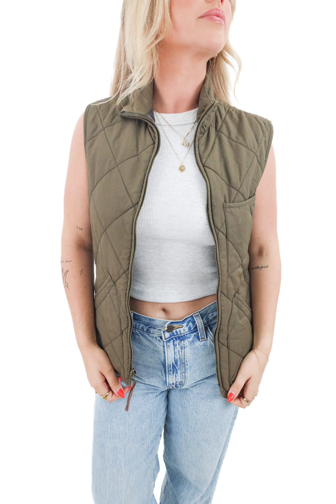 J.Crew green quilted vest (xs)
