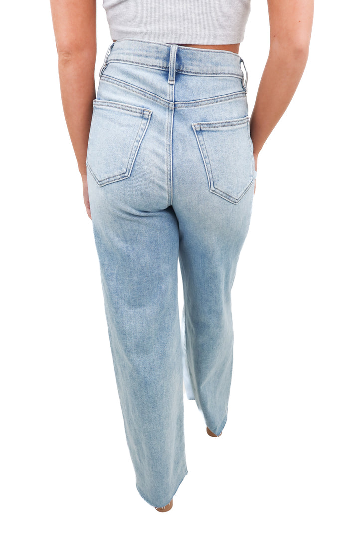 vici light wash distressed raw hem jeans NWT (27; retail $74)