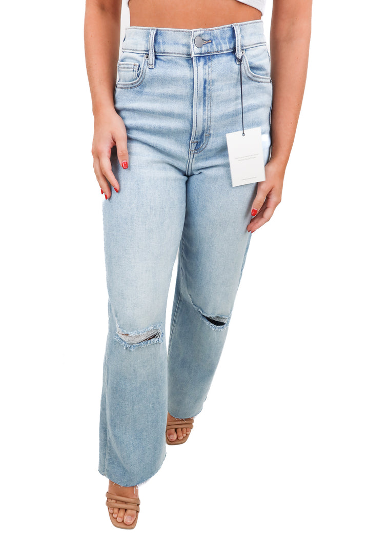 vici light wash distressed raw hem jeans NWT (27; retail $74)