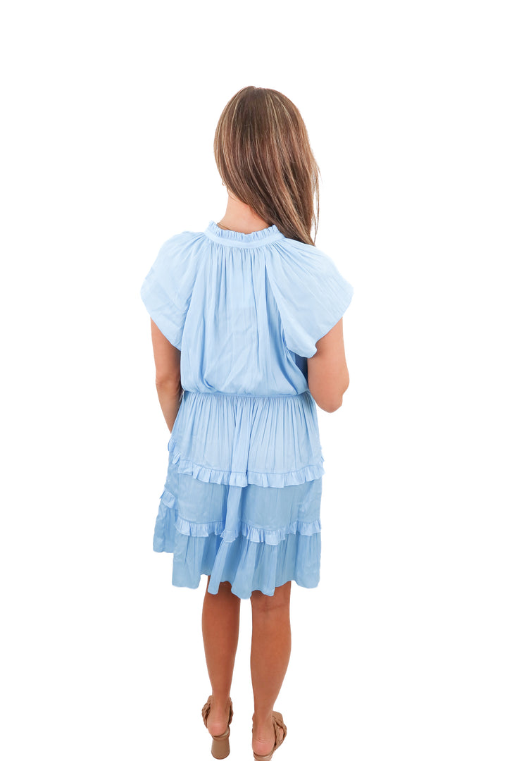scoop light blue smocked dress NWT (S)