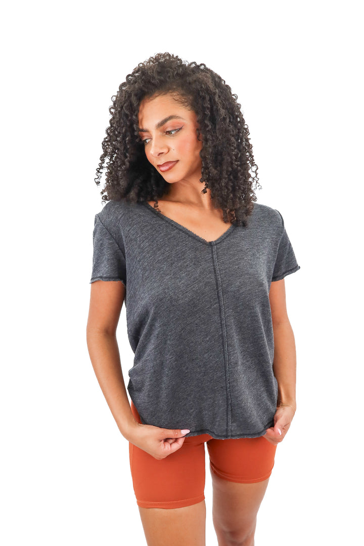 project social T gray vneck shirt (M)