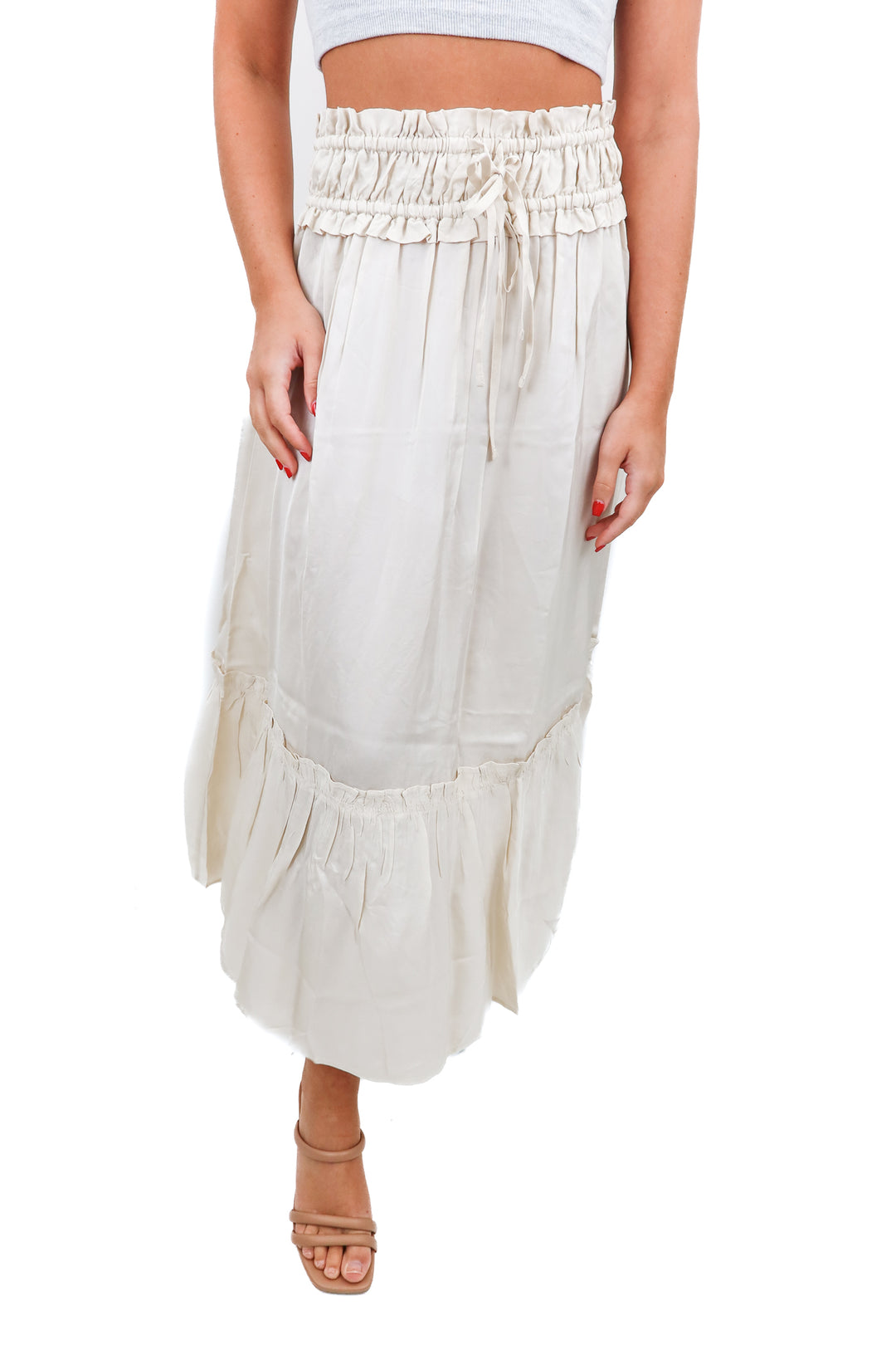 j.crew tan crinkled maxi skirt NWT (s; retail $138)