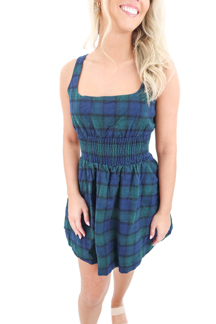 hill house plaid cut out mini dress (m)