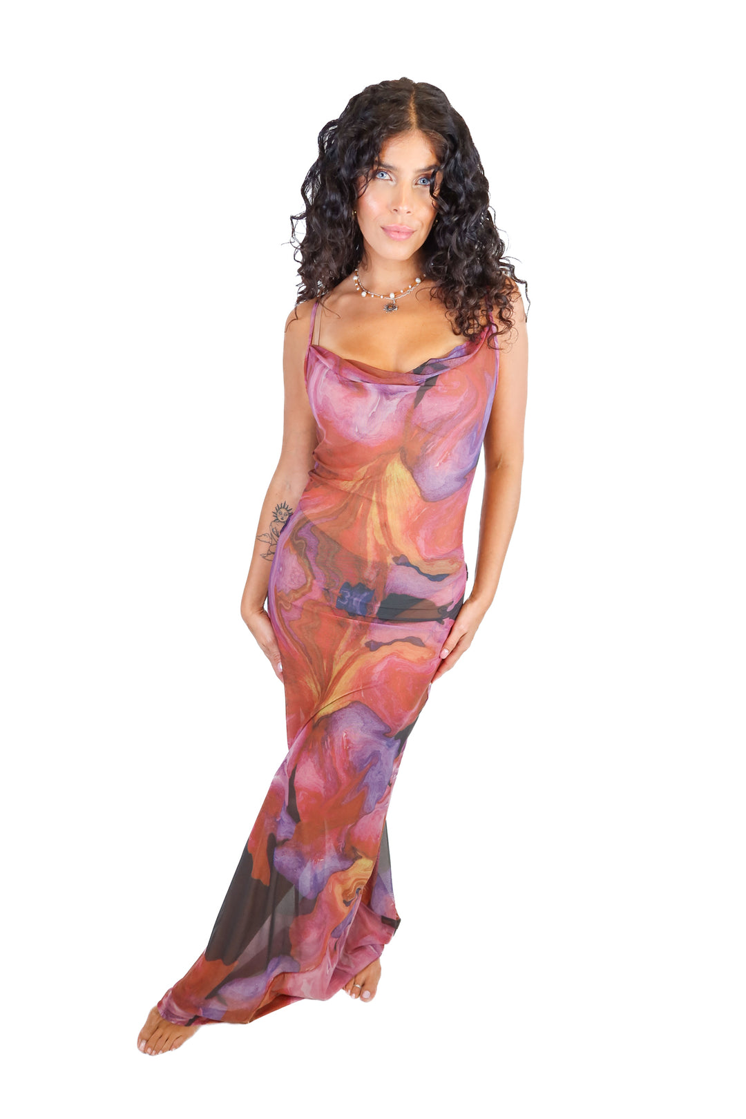 Solkissed multi colored sheer dress NWT (L/XL)*