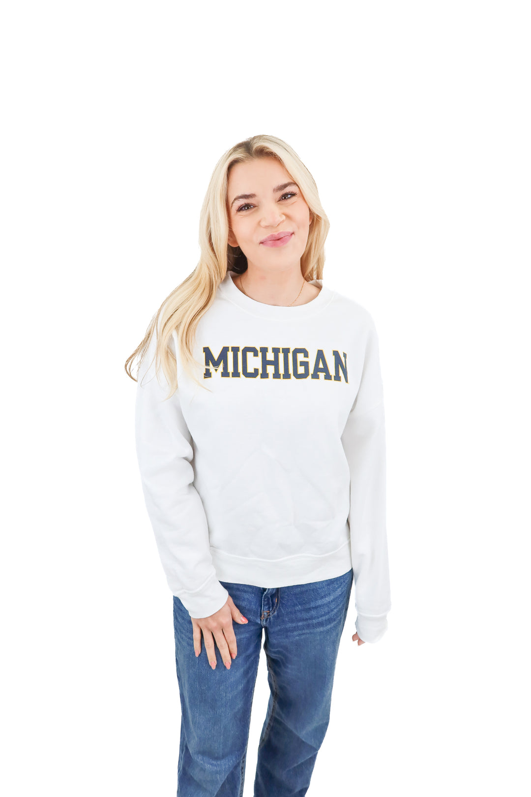 michigan white crewneck (m)