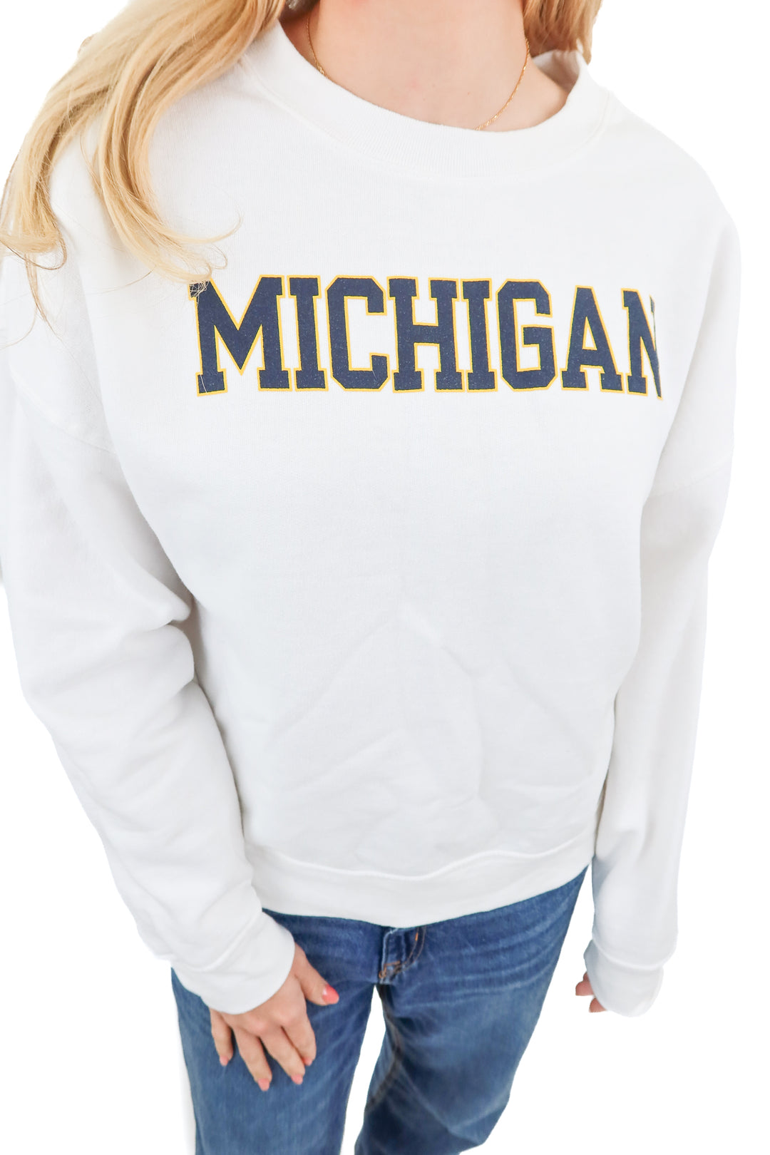 michigan white crewneck (m)